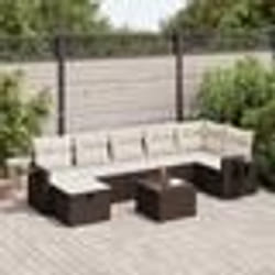 vidaXL Salon de jardin 8 pcs avec coussins marron résine tressée