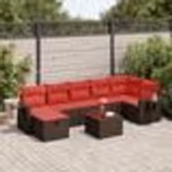vidaXL Salon de jardin 8 pcs avec coussins marron résine tressée