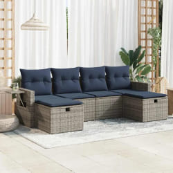 vidaXL Salon de jardin 6 pcs avec coussins gris résine tressée