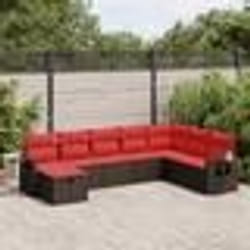 vidaXL Salon de jardin 8 pcs avec coussins marron résine tressée