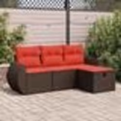 vidaXL Salon de jardin 4 pcs avec coussins marron résine tressée