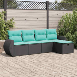 Salon De Jardin 5 Pcs Avec Coussins Noir Résine Tressée Vidaxl