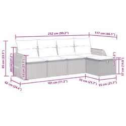 Salon De Jardin 5 Pcs Avec Coussins Noir Résine Tressée Vidaxl - Vue supplémentaire 2