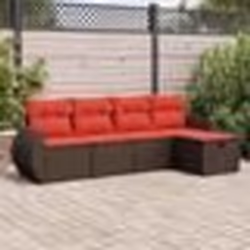 vidaXL Salon de jardin avec coussins 5 pcs marron résine tressée