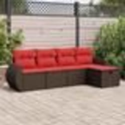 vidaXL Salon de jardin avec coussins 5 pcs marron résine tressée