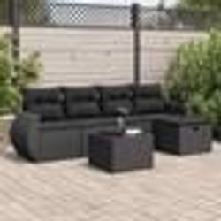 vidaXL Salon de jardin 6 pcs avec coussins noir résine tressée