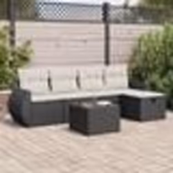 vidaXL Salon de jardin 6 pcs avec coussins noir résine tressée