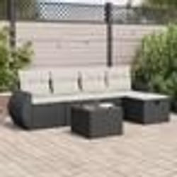 vidaXL Salon de jardin 6 pcs avec coussins noir résine tressée