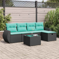 Salon De Jardin 6 Pcs Avec Coussins Noir Résine Tressée Vidaxl