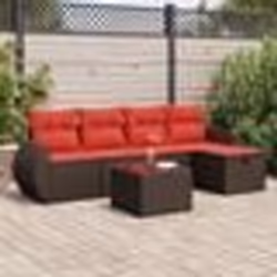 vidaXL Salon de jardin avec coussins 6 pcs marron résine tressée