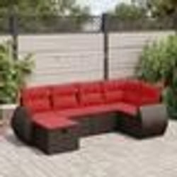vidaXL Salon de jardin avec coussins 6 pcs marron résine tressée