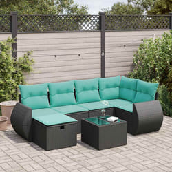 Salon De Jardin 7 Pcs Avec Coussins Noir Résine Tressée Vidaxl