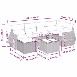 Salon De Jardin 7 Pcs Avec Coussins Noir Résine Tressée Vidaxl - Vue supplémentaire 2