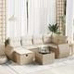 vidaXL Salon de jardin avec coussins 7 pcs beige résine tressée