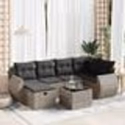 vidaXL Salon de jardin avec coussins 7 pcs gris résine tressée