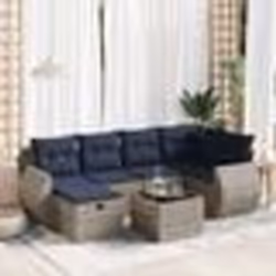 vidaXL Salon de jardin avec coussins 7 pcs gris résine tressée