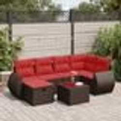 vidaXL Salon de jardin avec coussins 7 pcs marron résine tressée