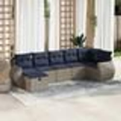 vidaXL Salon de jardin avec coussins 7 pcs gris résine tressée
