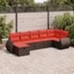 vidaXL Salon de jardin avec coussins 7 pcs marron résine tressée