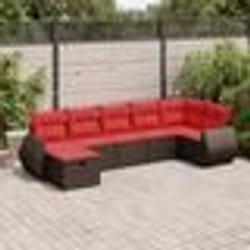 vidaXL Salon de jardin avec coussins 7 pcs marron résine tressée
