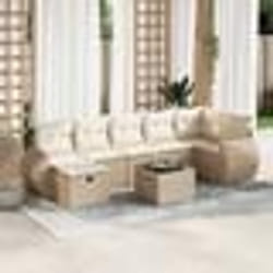 vidaXL Salon de jardin avec coussins 8 pcs beige résine tressée