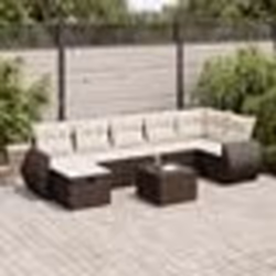 vidaXL Salon de jardin 8 pcs avec coussins marron résine tressée