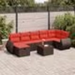 vidaXL Salon de jardin 8 pcs avec coussins marron résine tressée