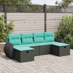 Salon De Jardin 6 Pcs Avec Coussins Noir Résine Tressée Vidaxl