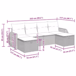 Salon De Jardin 6 Pcs Avec Coussins Noir Résine Tressée Vidaxl - Vue supplémentaire 2