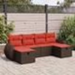 vidaXL Salon de jardin avec coussins 6 pcs marron résine tressée