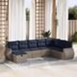 vidaXL Salon de jardin 8 pcs avec coussins gris résine tressée