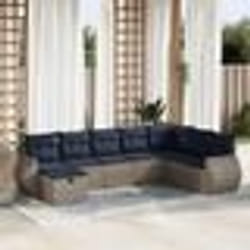 vidaXL Salon de jardin 8 pcs avec coussins gris résine tressée