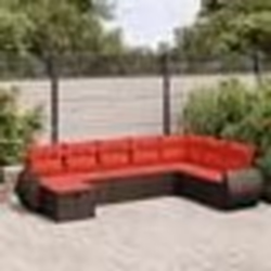 vidaXL Salon de jardin 8 pcs avec coussins marron résine tressée