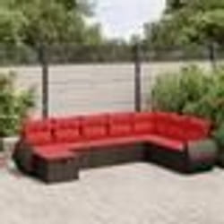 vidaXL Salon de jardin 8 pcs avec coussins marron résine tressée