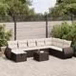 vidaXL Salon de jardin avec coussins 9 pcs marron résine tressée