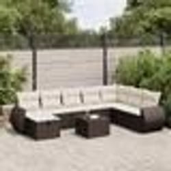 vidaXL Salon de jardin avec coussins 9 pcs marron résine tressée