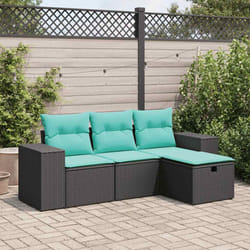 Salon De Jardin 4 Pcs Avec Coussins Noir Résine Tressée Vidaxl