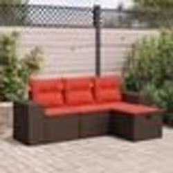 vidaXL Salon de jardin 4 pcs avec coussins marron résine tressée