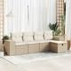 vidaXL Salon de jardin avec coussins 5 pcs beige résine tressée
