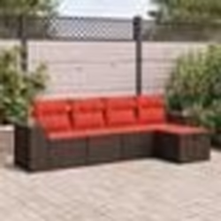 vidaXL Salon de jardin avec coussins 5 pcs marron résine tressée