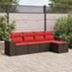 vidaXL Salon de jardin avec coussins 5 pcs marron résine tressée