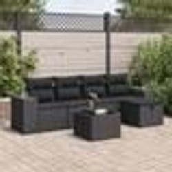 vidaXL Salon de jardin 6 pcs avec coussins noir résine tressée