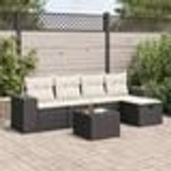 vidaXL Salon de jardin 6 pcs avec coussins noir résine tressée