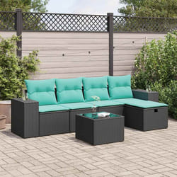 Salon De Jardin 6 Pcs Avec Coussins Noir Résine Tressée Vidaxl