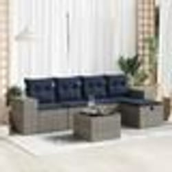 vidaXL Salon de jardin 6 pcs avec coussins gris résine tressée