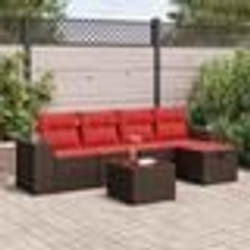 vidaXL Salon de jardin avec coussins 6 pcs marron résine tressée