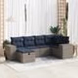 vidaXL Salon de jardin 6 pcs avec coussins gris résine tressée