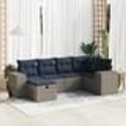 vidaXL Salon de jardin 6 pcs avec coussins gris résine tressée