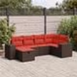 vidaXL Salon de jardin avec coussins 6 pcs marron résine tressée