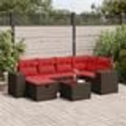 vidaXL Salon de jardin avec coussins 7 pcs marron résine tressée